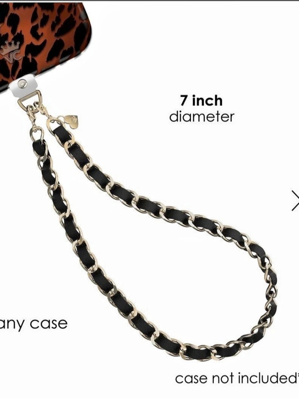 Velvet Caviar Black Leather Chain Phone Charm NWT